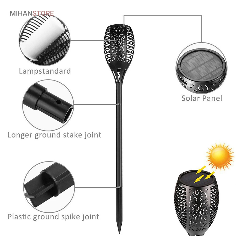 چراغ خورشیدی باغچه طرح شعله