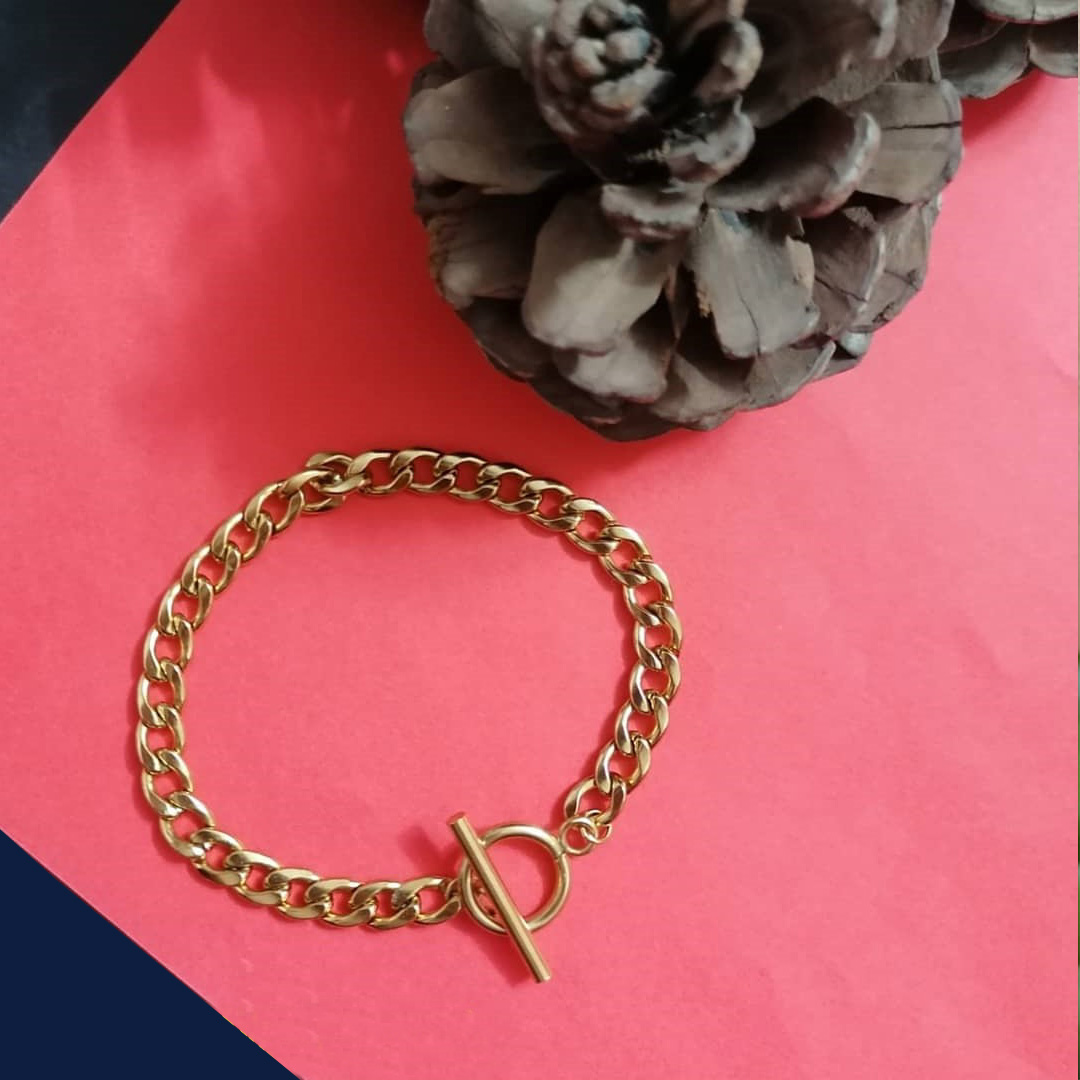 دستبند استیل اسپرت کارتیه با قفل تی