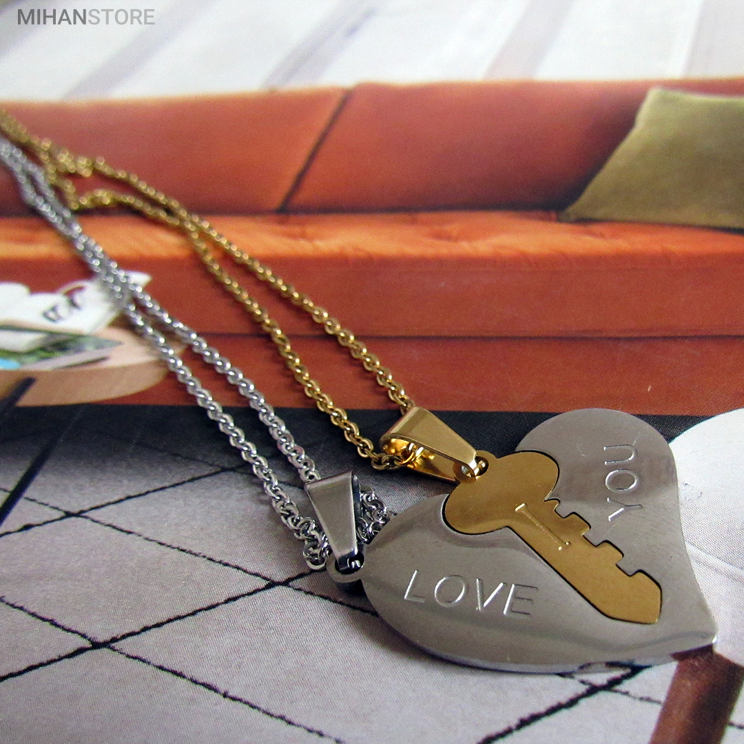 ست گردنبند عاشقانه قلب و کلید