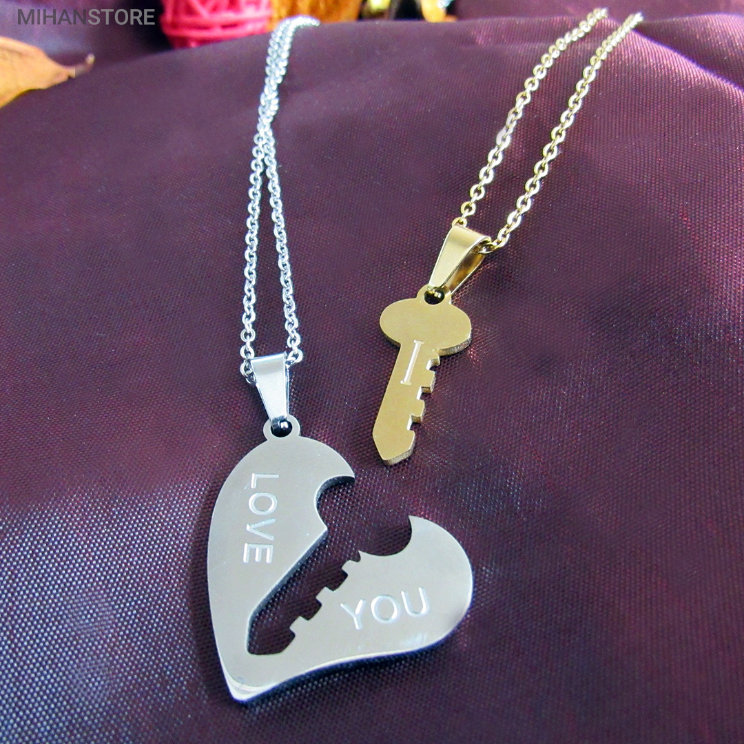ست گردنبند عاشقانه قلب و کلید