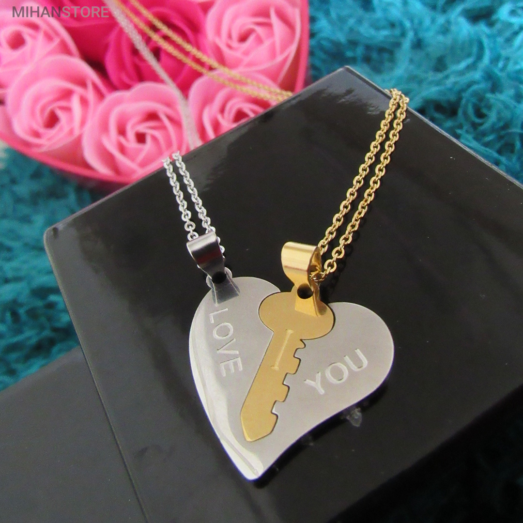 ست گردنبند عاشقانه قلب و کلید