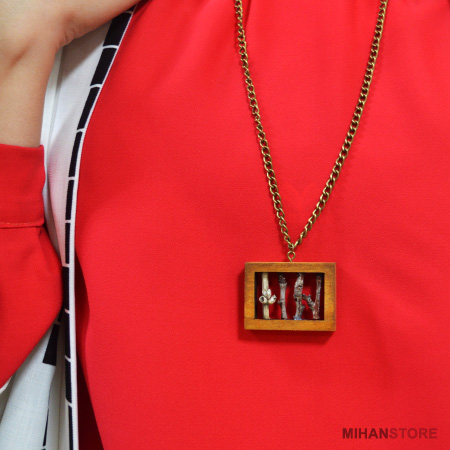 گردنبند چوبی دست ساز مدل Fence